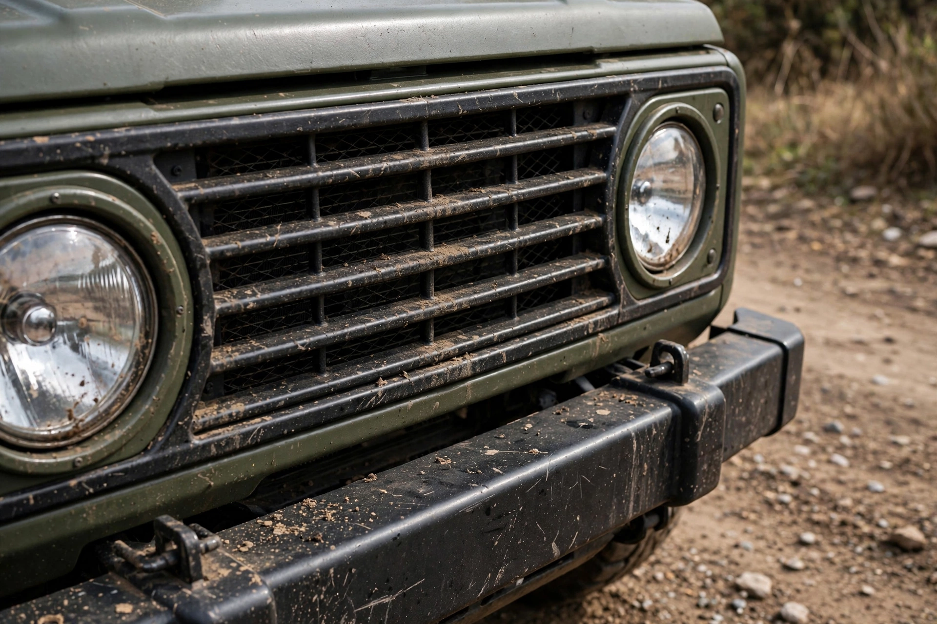 ineos grenadier front grille and round headlights