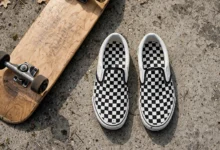 vans checkerboard slip on shoes