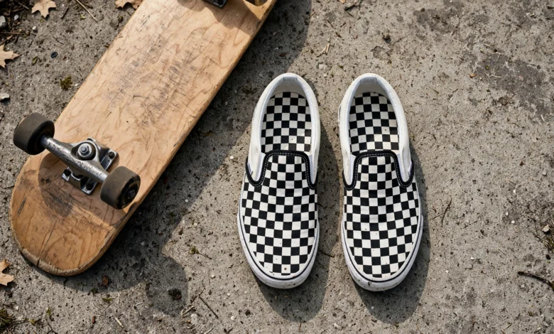 vans checkerboard slip on shoes